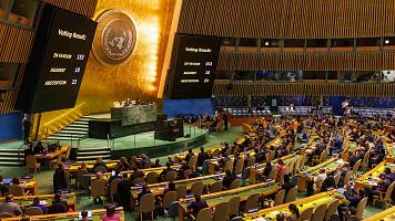 Dcima sesin especial de emergencia de la Asamblea General de las Naciones Unidas sobre la guerra en Gaza, en Nueva York, Estados Unidos.